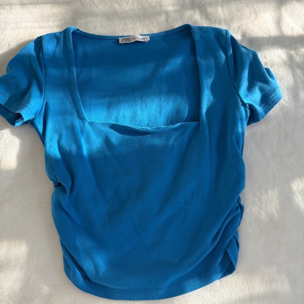Zara Vibrant Blue Short Sleeve Top